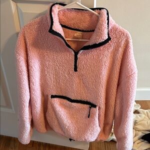 Soft Pink Sherpa Half-Zip Hoodie